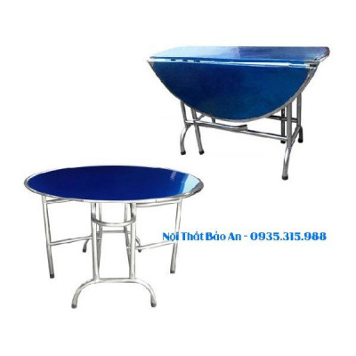 Bàn tròn inox 201 xếp 3 rộng 1m2 Bảo An không rỉ sét bền bỉ