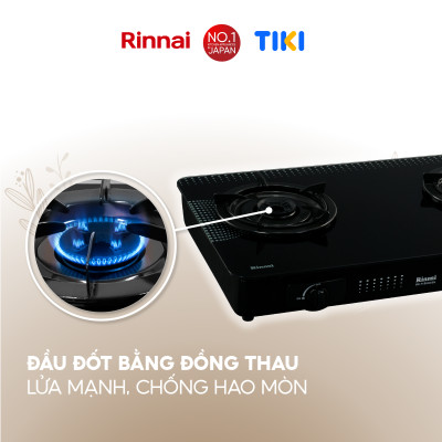 Bếp gas dương Rinnai RV-715Slim(GL-D) mặt bếp kính và kiềng bếp men - Hàng chính hãng.