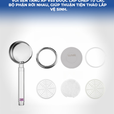 Vòi Sen Tăng Ấp LUVA VS5 Inox 304, Bảo Hành 1 Năm, Đổi Lỗi 100 Ngày, Phun Nước Dạng Xoắn Ốc