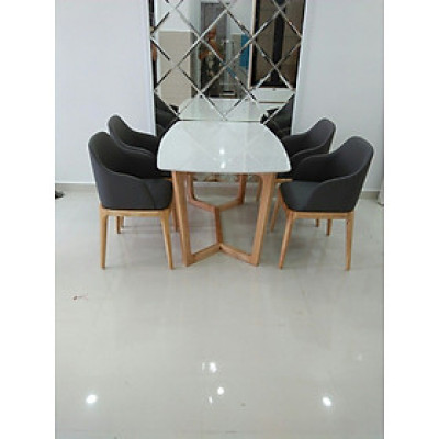 Bộ bàn ghế phòng ăn 4 ghế Grace Tundo có tay màu xám