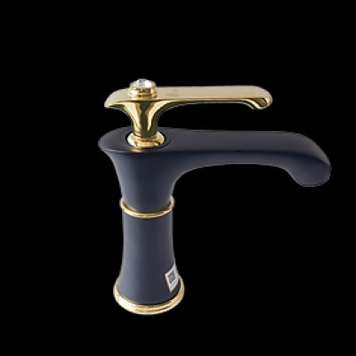 Vòi lavabo nóng lạnh đồng mạ tĩnh điện chân không đen đính đá Juno sofa Teady VCT- 3002A 