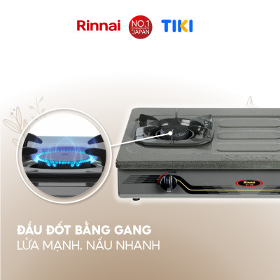 Bếp gas dương Rinnai RV-370(GM)N mặt bếp men và kiềng bếp men - Hàng chính hãng.