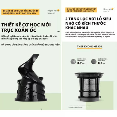 Máy ép chậm Mini, Máy Ép Hoa Quả Rau Củ Cho Gia Đình Tiện Dụng Hàng Chính Hãng