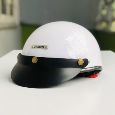Mũ bảo hiểm xe máy nửa đầu Rona Haly viền bạc, nón bảo hiểm freesize chính hãng