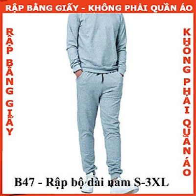Rập giấy A0 mã B47 - bộ thun dài tay nam (BẢN VẼ)