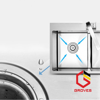 CHẬU RỬA BÁT, CHÉN INOX 2 HỐ LỆCH GRBC7843L