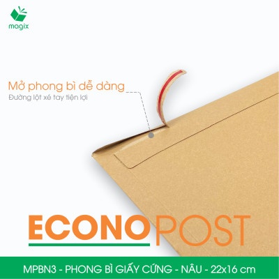MPBN3 - 22x16 cm - Combo 60  phong bì giấy cứng đóng hàng màu nâu thay thế túi gói hàng