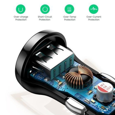 Ugreen UG70192ED037TK 24W 2 cổng usb type A hỗ trợ QC 3.0 sạc nhanh trên xe hơi - HÀNG CHÍNH HÃNG