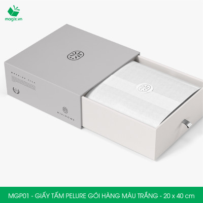MGP01 - 20x40 cm - 100 tấm giấy Pelure trắng gói hàng, giấy chống ẩm 2 mặt mịn, giấy bọc hàng thời trang