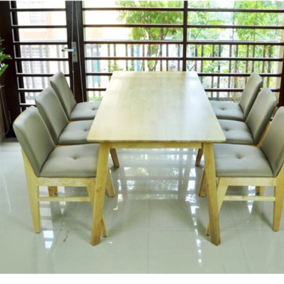 Bộ bàn ăn M6 Juno Sofa gỗ cao su tự nhiên 