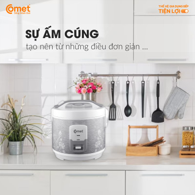 Nồi cơm điện nắp gài 1.8L COMET - CM8010 – Thiết kế nhỏ gọn, mâm nhiệt rộng, dễ sử dụng – Bảo hành 12 tháng - Hàng chính hãng