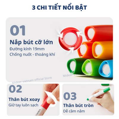 Màu sáp dầu, bút sáp lụa vặn hữu cơ Mideer Silky Crayon kèm quai cho bé 12-24-36 màu