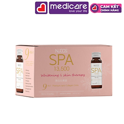 "Nước Uống NUCOS SPA Collagen 13.500mg Hỗ Trợ Giảm Quá Trình Lão Hóa Da, Giúp Da Sáng Đẹp và Mịn Màng hộp 10 chai 50ml