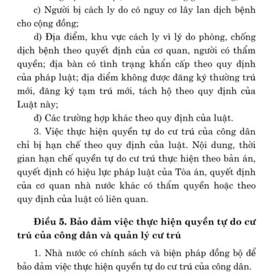 Luật cư trú - bản in năm 2021