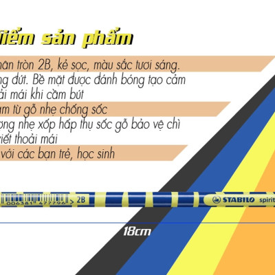 Bút chì gỗ STABILO spirit 419 2B - vàng sọc đỏ