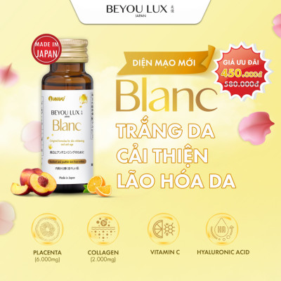 BEYOU LUX BLANC Nước Uống Collagen và Placenta 2in1 Trắng Sáng Da, Giảm Nám Tàn Nhang và Tăng Cường Độ Ẩm Cho Da