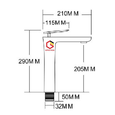 Vòi rửa mặt thân cao đồng mạ crom cao cấp GR 6168C (đẩng cấp thời thượng, hiện đại sang trọng)
