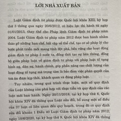 Sách-  Luật Gám Định Tư Pháp ( Hiện hành) ( sửa đổi, bổ sung năm 2018,2020)