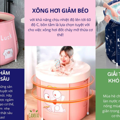 Bồn Tắm Ngâm Người Thảo Dược Có Thể Gấp Gọn KUNBE Cho Người Lớn Và Trẻ Em, Bồn Tắm Di Động Thông Minh, Chậu Tắm Xông Hơi Giữ Nhiệt Tiện Lợi