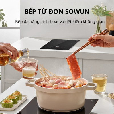 Bếp Điện Từ Đơn Chính Hãng SOWUN SW163S, Mặt Kính Ceramic Chịu Được Nhiệt Độ Cao, Công Suất 2000W