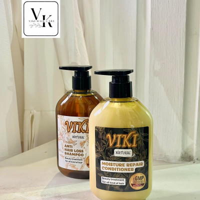 Cặp Dầu Gội Xả Tóc Thảo Dược Viki Gừng Bồ Kết 300ml