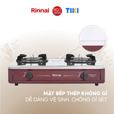 Bếp gas dương Rinnai RV-MC26RS mặt bếp inox và kiềng bếp men - Hàng chính hãng.