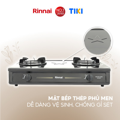 Bếp gas dương Rinnai RV-MC27BE mặt bếp men và kiềng bếp men - Hàng chính hãng.