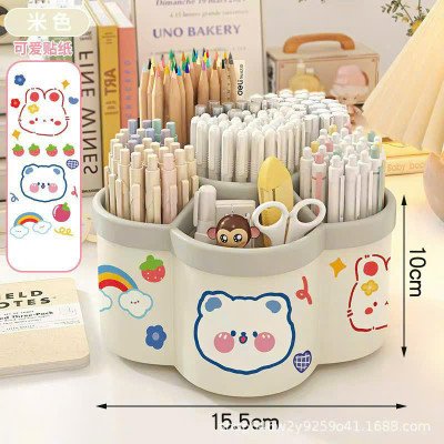 Hộp Đựng Bút Xoay 360 Thiết Kế Bông Hoa 6 Ngăn – Hộp Đựng Văn Phòng Phẩm Để Bàn - HÀNG CHÍNH HÃNG MINIIN