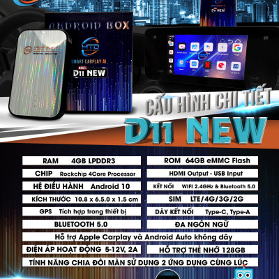 HTD Smart Carplay Android AI Ô Tô D11 New