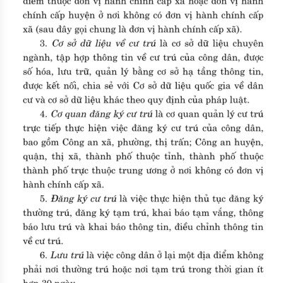 Luật cư trú - bản in năm 2021