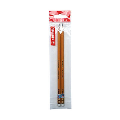 Combo Bút chì gỗ STABILO Schwan/Swano - Bộ 2 bút thân đỏ có đầu gôm (PC4906-C2)