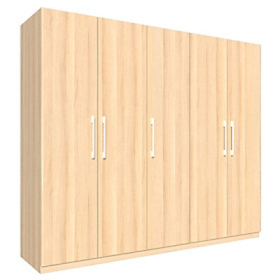 Tủ quần áo gỗ MDF Tundo 5 cánh 2 ngăn màu vàng sồi 220 x 55 x 200cm