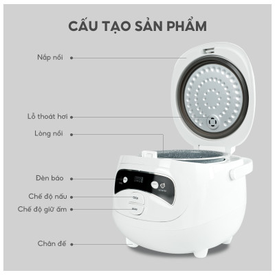Nồi cơm điện Lebenlang LBL0585, dung tích 1 lít, công suất 350W, thiết kế đơn giản, bảo hành 2 năm - hàng chính hãng