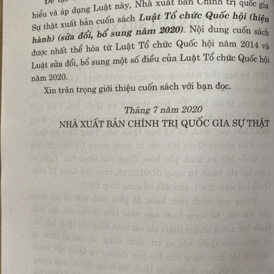 Luật Tổ chức Quốc hội (hiện hành) (sửa đổi, bổ sung năm 2020)