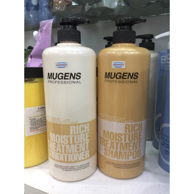 Bộ dầu gội - dầu xả dưỡng chất Mugens Rich Moisture Treatmen 2x1000ml + Móc khóa