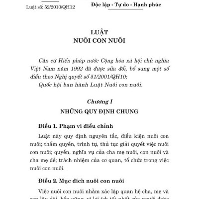Luật nuôi con nuôi năm 2010 - bản in 2024