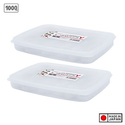 Combo 02 Hộp bảo quản thực phẩm 1000ml hình chữ nhật dẹt - Nội địa Nhật