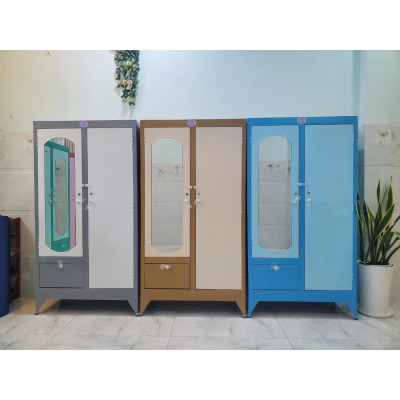 Tủ sắt quần áo cao 1m6 ngang 90cm hồng - TSDT13