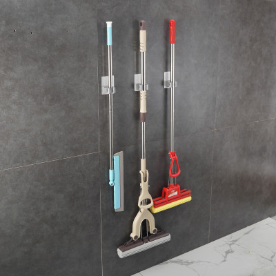 Combo 2 móc treo cán chổi dán tường inox 304 Hobby home decor CV-2 có keo dán