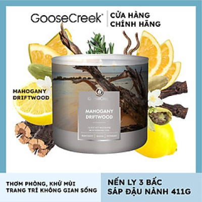 Nến ly 3 bấc sáp đậu nành Goose Creek (411g) - Mahogany Driftwood
