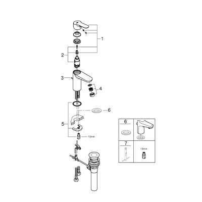 Vòi Chậu Rửa GROHE BAUEDGE Size S - 32819000