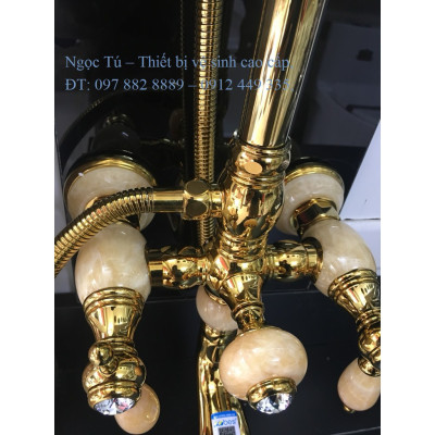 Sen cây mạ vàng đính đá ngọc GS8762