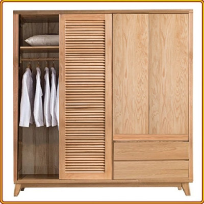 Tủ quần áo gỗ sồi Tundo 2 cánh lùa 2 cánh mở  240 x 60 x 200 cm
