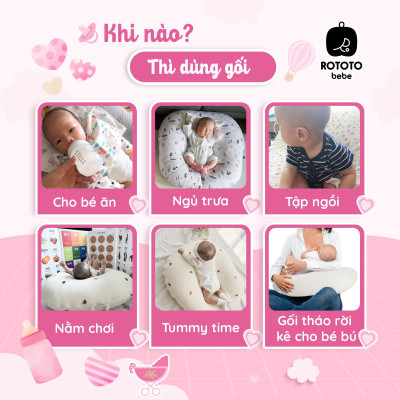 Gối chống trào ngược cho bé Rototo Bebe cao cấp nhập khẩu - Loại Cotton