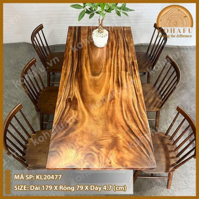 [KL20477] Bàn Ăn Mặt Gỗ Me Tây Nguyên Tấm 1.79m - TẶNG CHÂN