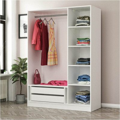Tủ quần áo 3 cánh bằng gỗ tiện dụng SMLIFE Claireen