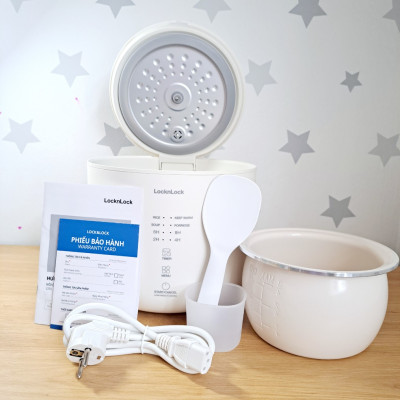 Nồi Cơm Điện Đa Năng Lock&Lock Bianco Donggeurami Rice Cooker 1L - EJR334IVY - Lòng Men Sứ - Hàng Chính Hãng