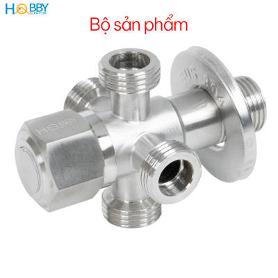 Van chia nước ra 4 nhánh inox 304 ren ngoài 21 Hobby home decor DNV5