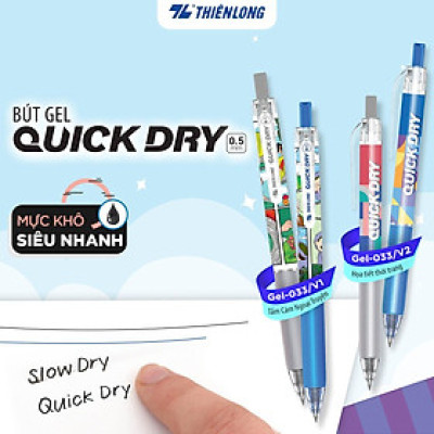 Combo 5/10/20 Bút gel Quick Dry Thiên Long Gel-033/V1 - Mực khô siêu nhanh - Họa tiết thời trang