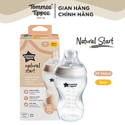 Bình Sữa Ty Siêu Mềm Tự Nhiên Tommee Tippee Natural Start 340ml, Núm Ty Của Bình 3-6 Tháng